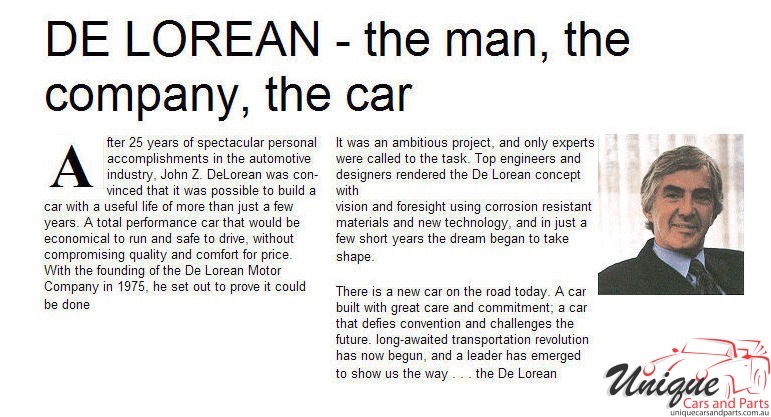 1981 DeLorean Brochure Page 20